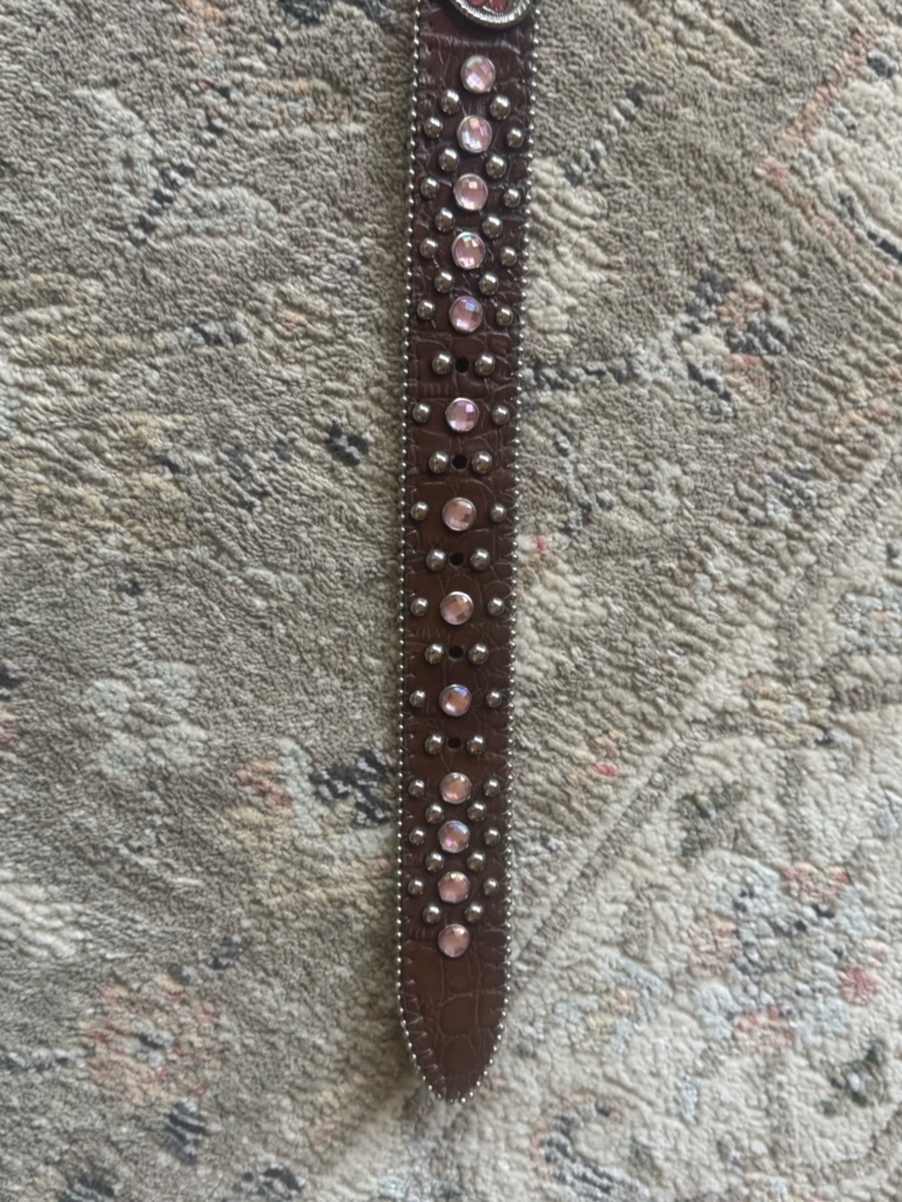 Kids Brown Belt with Pink Gem Studs